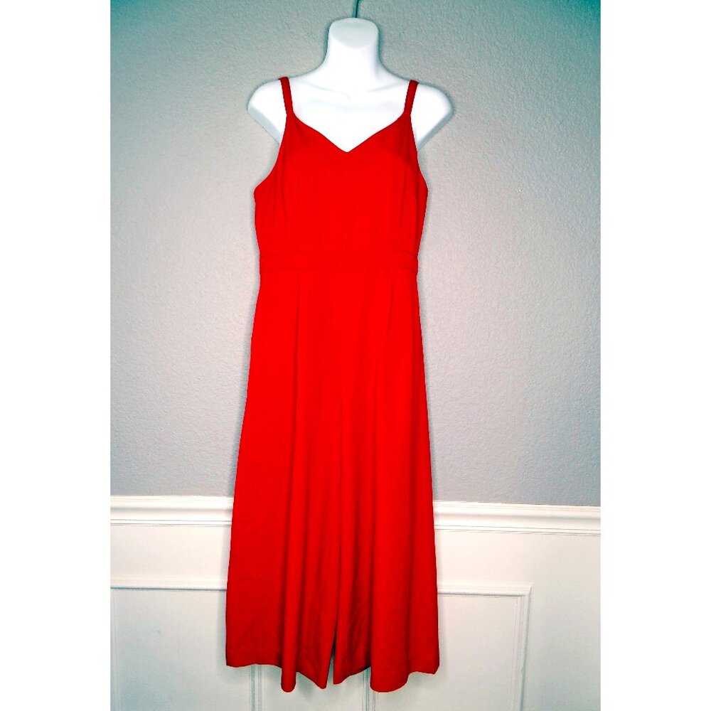 LOFT Outlet Red Cropped Jumpsuit / Jumper Size 2 Wide Leg Sleeveless